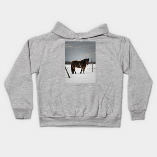 Horse in Winter Kids Hoodie